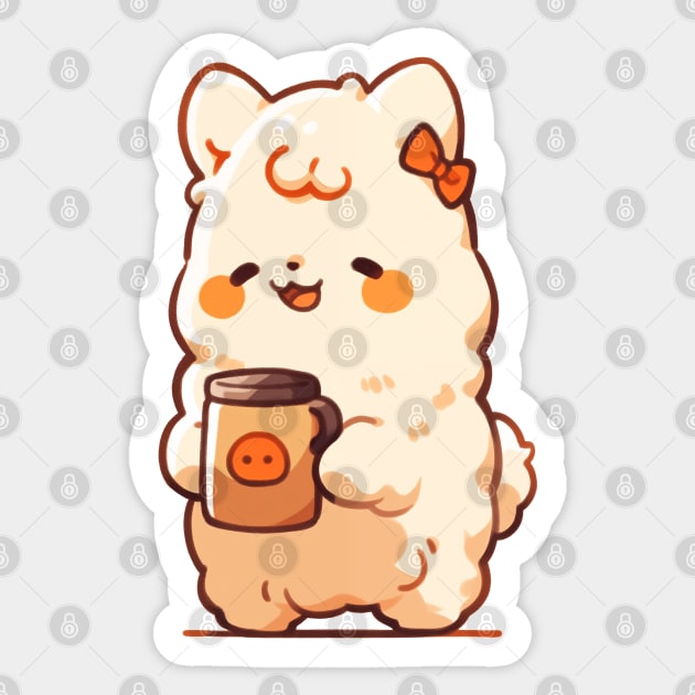 cute llama drinking hot chocolate Sticker by JP